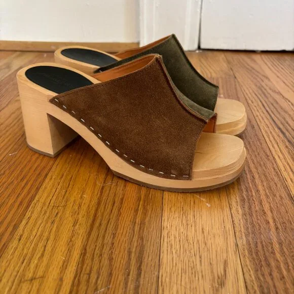 Swedish Hasbeen Open Toe Clog with Wooden Heel - Picture 2 of 4